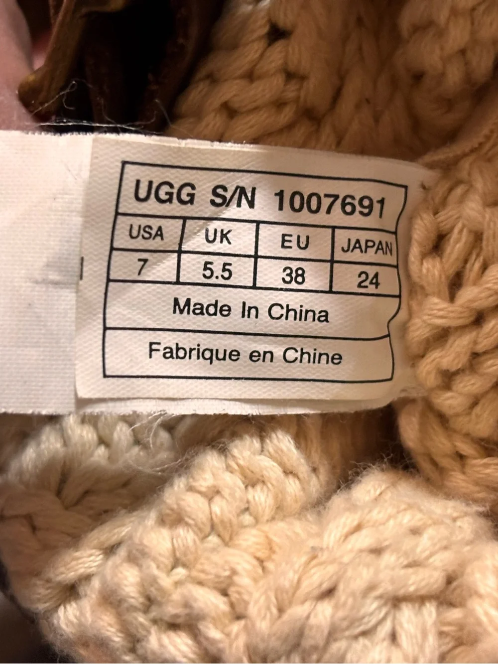 UGG Australia Cassidee Brown Knit Buckle Boots size 7